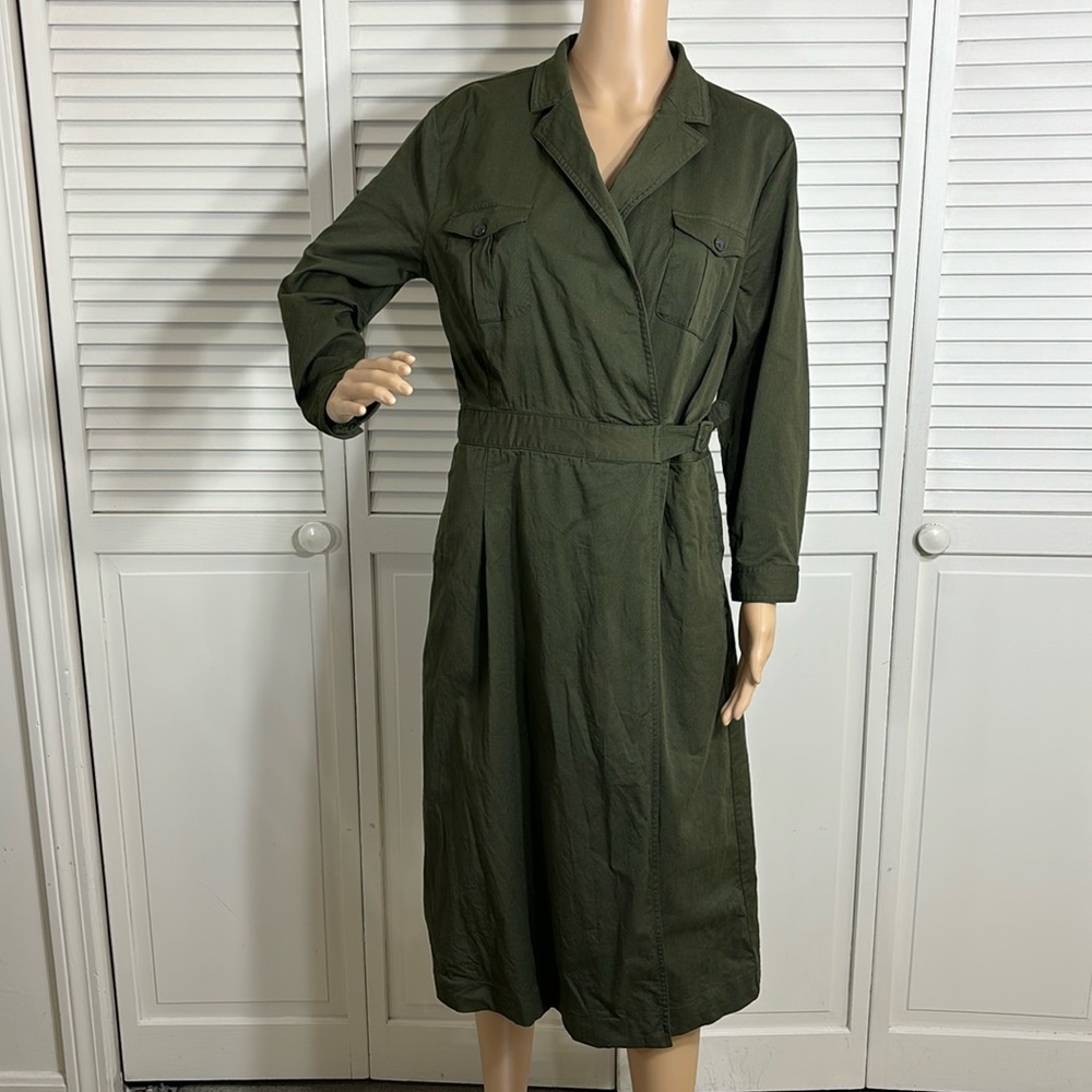 J. McLaughlin Utility Shirt Wrap Midi Dress Large